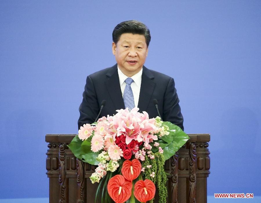 Chinese President Xi Jinping addresses the 2015 Global Poverty Reduction and Development Forum in Beijing, capital of China, Oct. 16, 2015. (Xinhua/Pang Xinglei) 