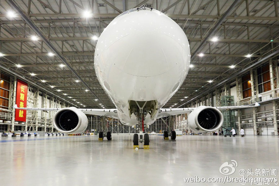 First China-developed large passenger jet C919 rolls off  line