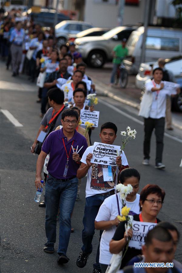 PHILIPPINES-QUEZON CITY-PARIS ATTACKS-MOURNINGS 