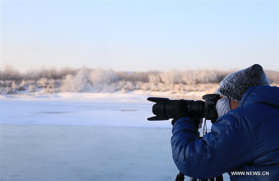 Photo taken on Nov. 21, 2015 shows the winter scenery near a river in Greater Khingan range in northeast China's Heilongjiang Province