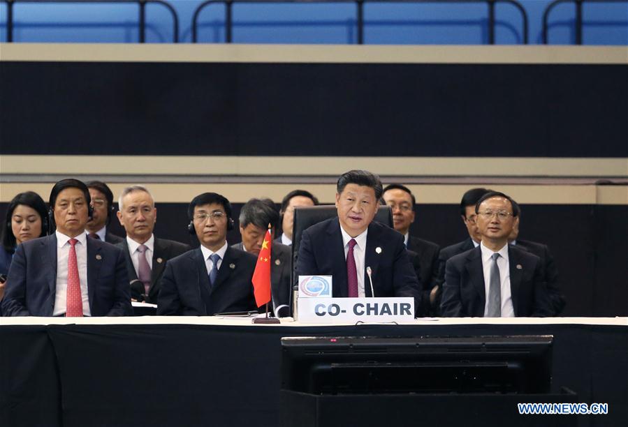 Chinese President Xi Jinping (front) attends the plenary meeting of the Johannesburg Summit of the Forum on China-Africa Cooperation in Johannesburg, South Africa, Dec. 5, 2015. 