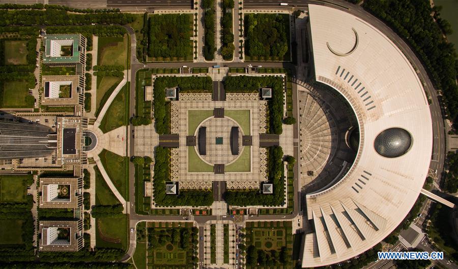 An aerial photo taken on Sep. 6, 2015 shows Shanghai Science and Technology Museum in Shanghai, east China. 