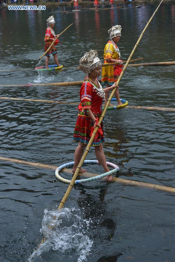 CHINA-GUIZHOU-BAMBOO DRIFTING-NEW YEAR CELEBRATION (CN)