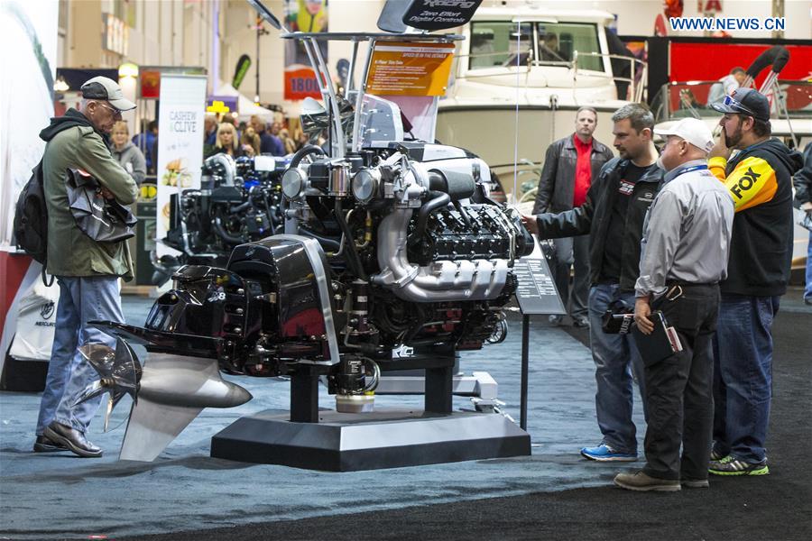 People visit the 2016 Toronto International Boat Show at Exhibition Place in Toronto, Canada, Jan. 8, 2016.