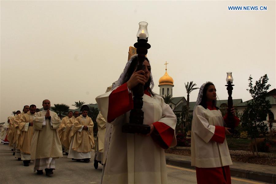 Christian priests attend an assembly at a baptism site by the Jordan River, Jan. 8, 2016. 