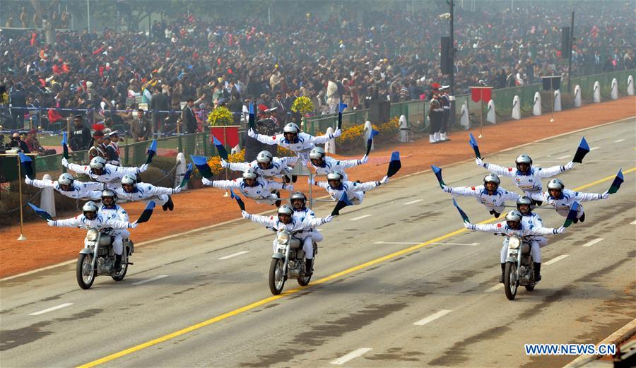 Tanks of Indian Army move during the 67th Republic Day Parade in New Delhi, India, Jan. 26, 2016.