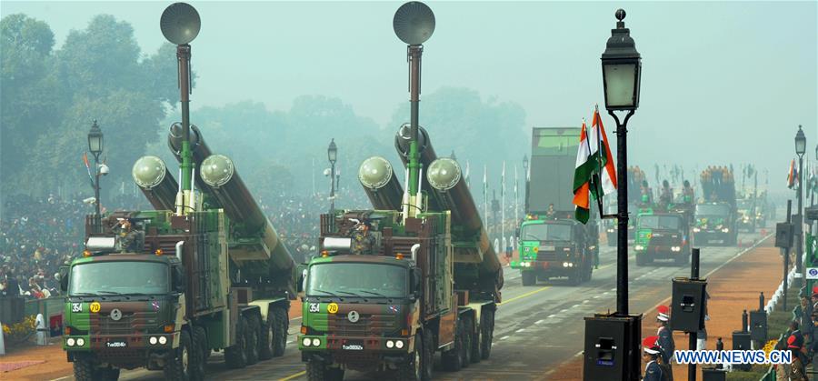 Tanks of Indian Army move during the 67th Republic Day Parade in New Delhi, India, Jan. 26, 2016.