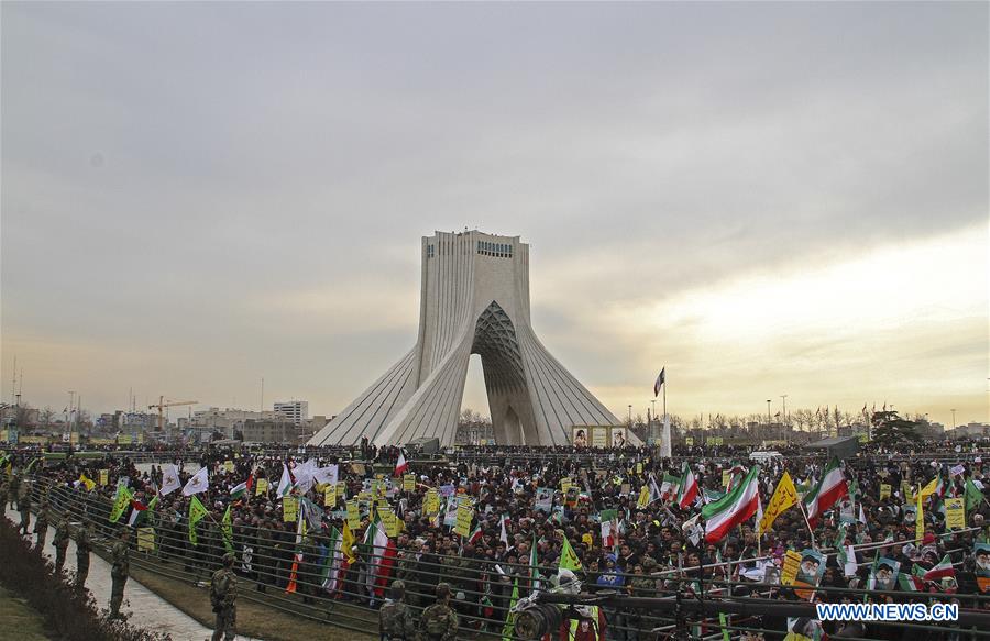 Iranian schoolgirls attend a rally to mark the 37th anniversary of the Islamic revolution at Azadi (liberty) Square in Tehran, Iran, Feb. 11, 2016.