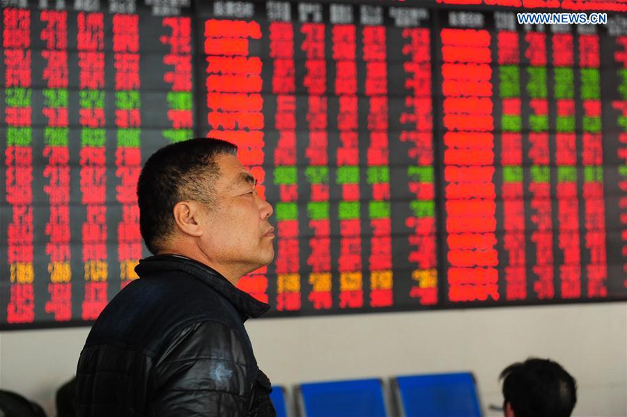 An investor is seen at a securities company in Fuyang, east China's Anhui Province, Feb. 17, 2016. 