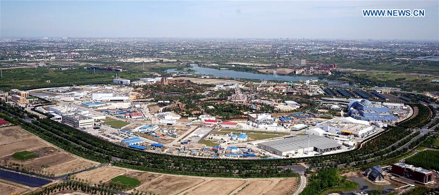 The aerial photo taken on May 17, 2016 shows the Shanghai Disneyland in Shanghai, east China. 