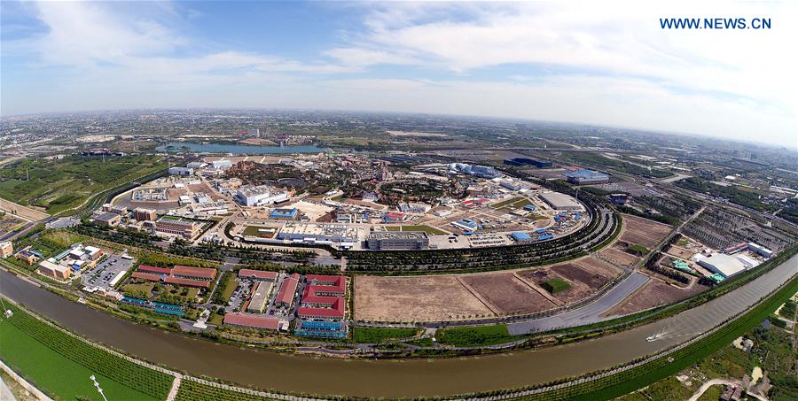 The aerial photo taken on May 17, 2016 shows the Shanghai Disneyland in Shanghai, east China. 