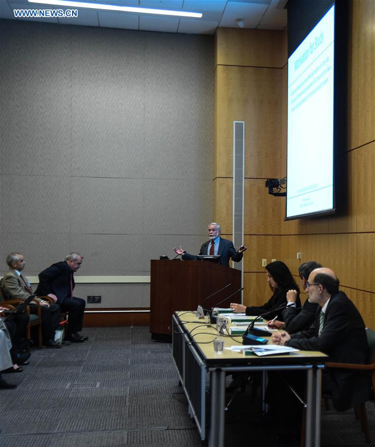 Fred Gould, chairman of the study committee on genetically engineered (GE) crops, speaks at a news conference in Washington, the United States, on May 17, 2016. 