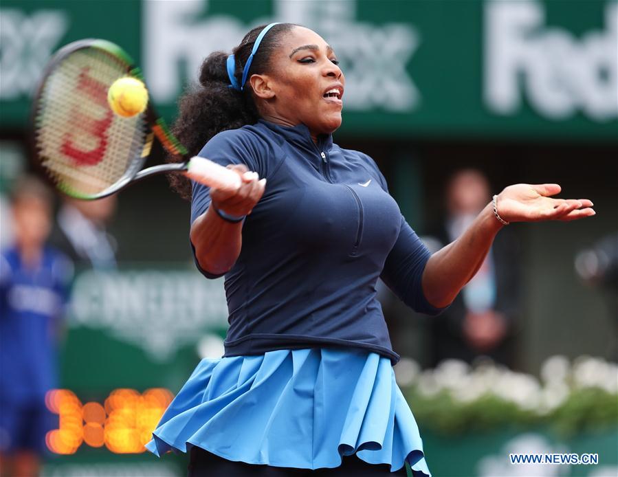 Serena Williams of the United States competes during the women's singles semifinal match with Kiki Bertens of the Netherlands on the 2016 French Open tennis tournament at Roland Garros, in Paris, France on June 3, 2016. 