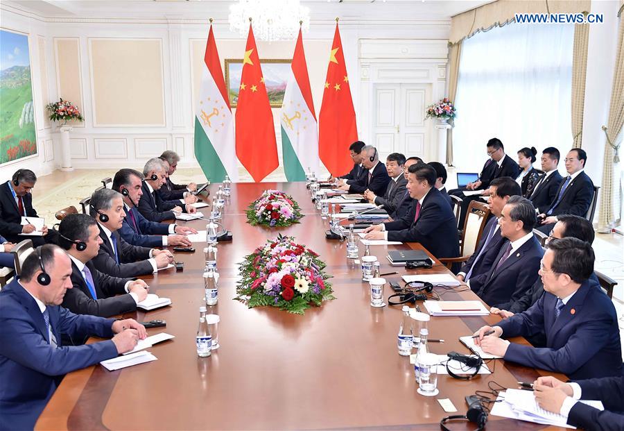 UZBEKISTAN-CHINA-XI JINPING-TAJIK PRESIDENT-MEETING 