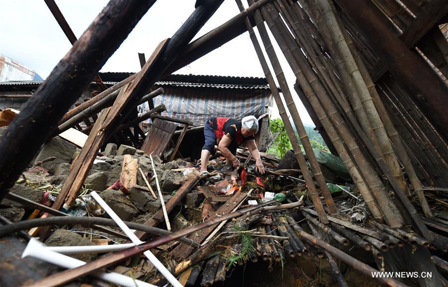 Torrential rainfall on July 3 and 4 has affected 29,032 people and over 700 hectares of crops, damaged 64 houses, 15 roads and four hydropower stations in Luocheng by Wednesday evening. 