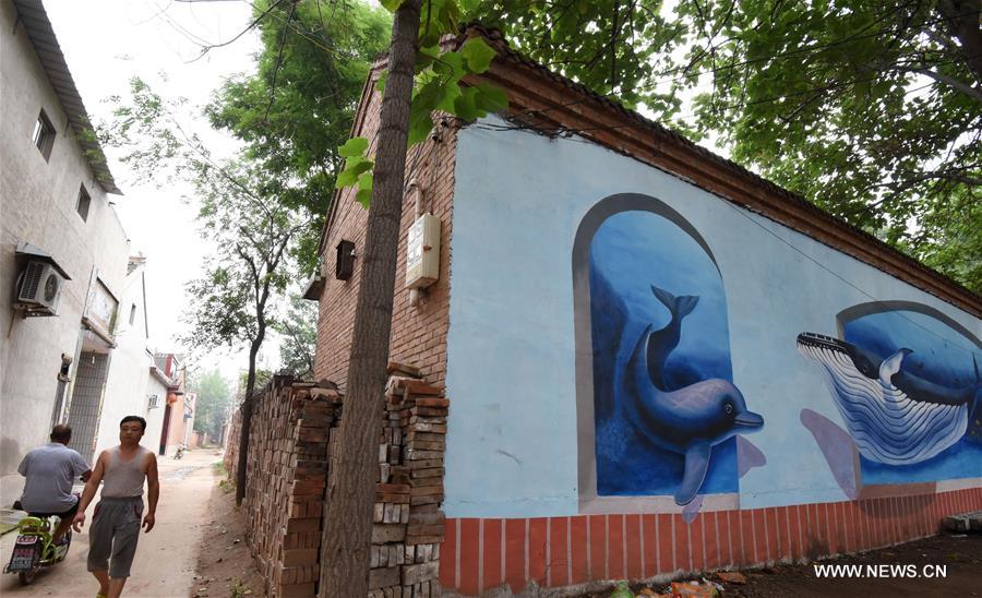 This year, local government decorated the Qiannanbu village with cultural graffiti works to improve the scenery. 