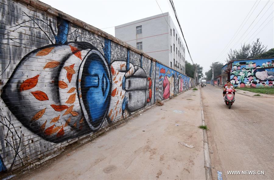 This year, local government decorated the Qiannanbu village with cultural graffiti works to improve the scenery. 