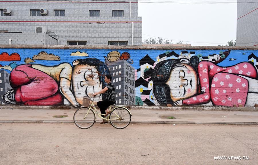 This year, local government decorated the Qiannanbu village with cultural graffiti works to improve the scenery. 