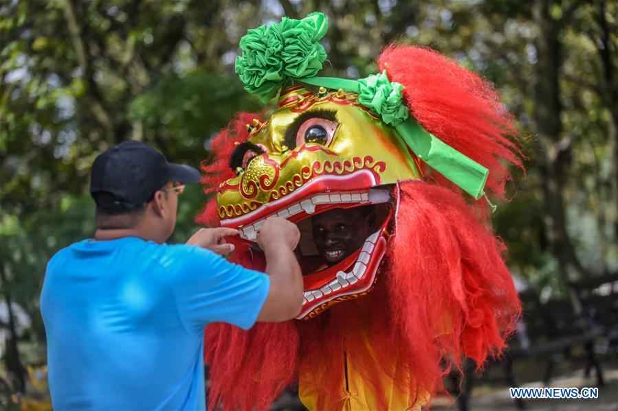 CHINA-DALIAN-AFRICAN TRAINEES-LION DANCE(CN)