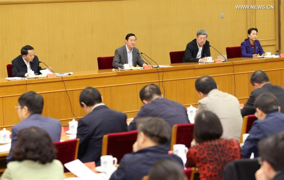 Liu Qibao, head of the publicity department of the Communist Party of China (CPC) Central Committee, speaks at a meeting on demonstrating human rights progress, in Beijing, capital of China, Oct. 17, 2016. (Photo: Xinhua/Ma Zhancheng)