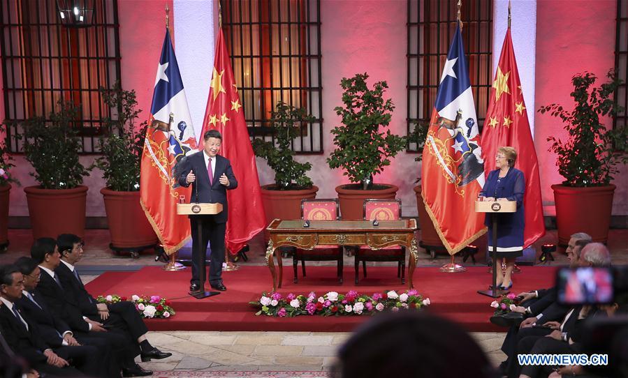 CHILE-SANTIAGO-CHINESE PRESIDENT-PRESS CONFERENCE 