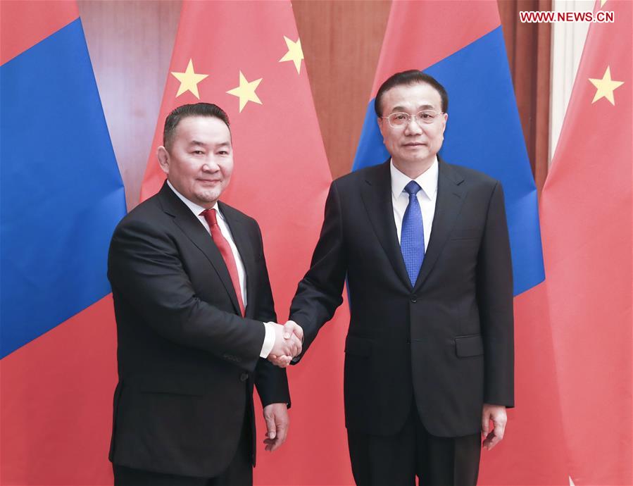 (BRF)CHINA-BEIJING-BELT AND ROAD FORUM-LI KEQIANG-MONGOLIAN PRESIDENT-MEETING (CN)   