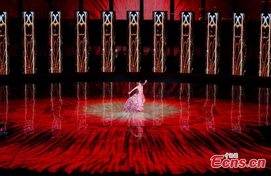 Photo taken on April 28, 2019 shows the opening ceremony of the International Horticultural Exhibition 2019 Beijing in Yanqing District of Beijing, China. Themed on \