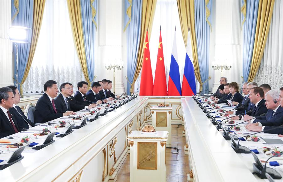 RUSSIA-MOSCOW-CHINA-XI JINPING-DMITRY MEDVEDEV-MEETING