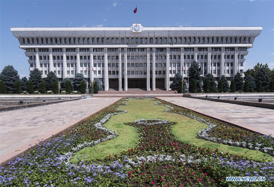 Photo taken on June 9, 2019 shows the presidential palace in Bishkek, capital of Kyrgyzstan. (Xinhua/Fei Maohua)